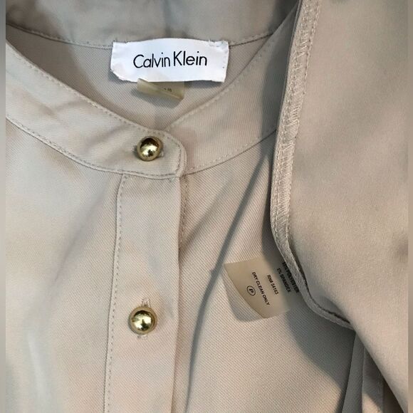 Calvin Klein Black Beige Classic Casual Sleeveless Workwear Casual Shirtdress 6 - Picture 6 of 9